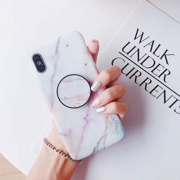 iPhone Max/XR/XS/X/7/8/Plus Marble Case W/Holder - Picture 3 of 5